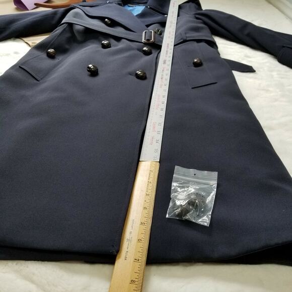 NWT Burberry The Regina Women Size 4 Wool Gabardine Long Trench Coat Navy $2,890 - Picture 11 of 13